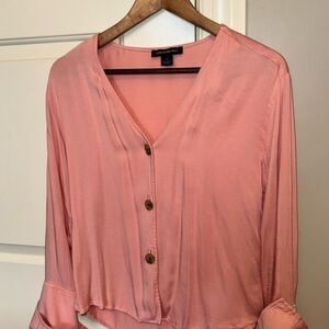 Something Navy Blush Button-Down Shirt Nordstrom Sz XS